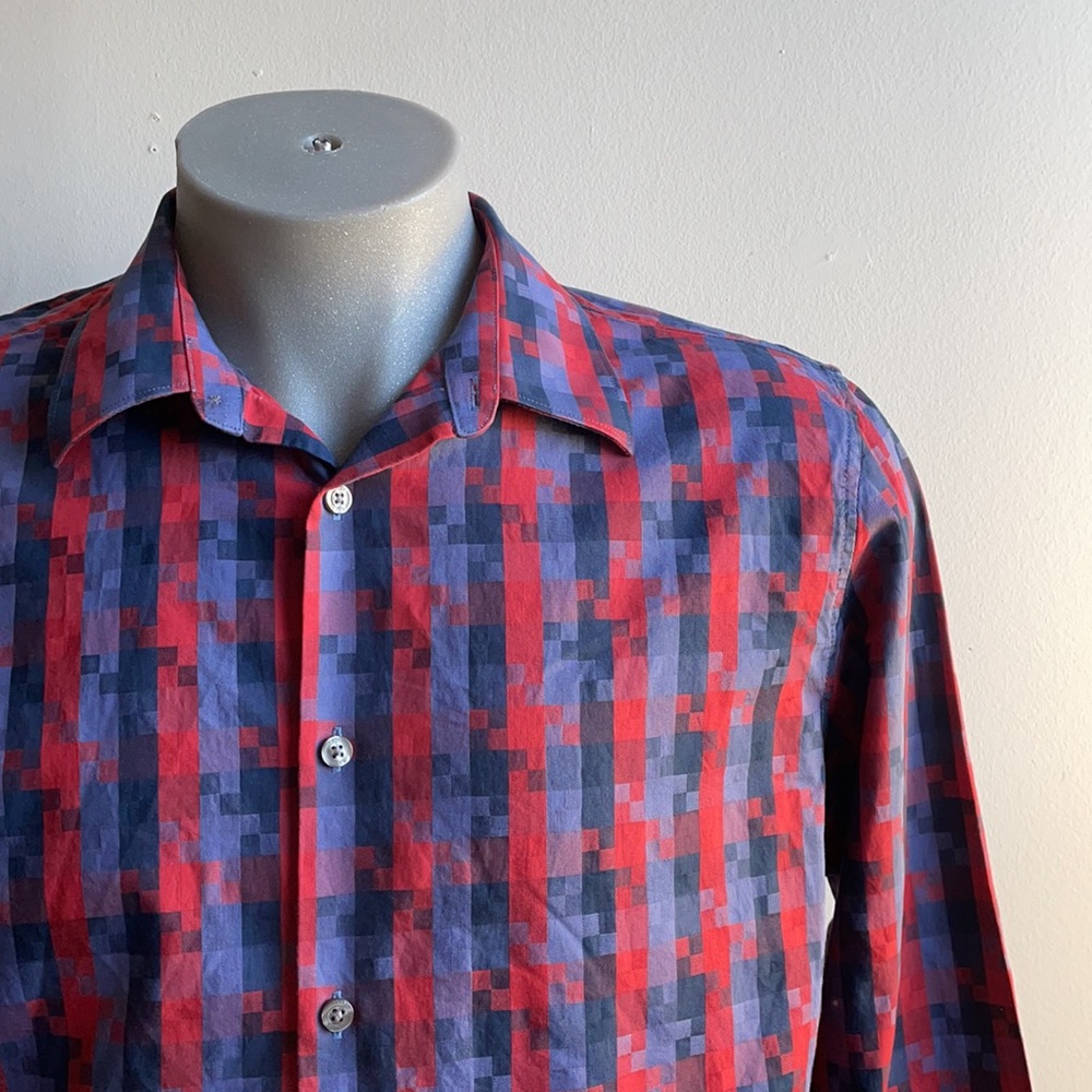 Blue & Red Perry Ellis Dress Shirt XL .